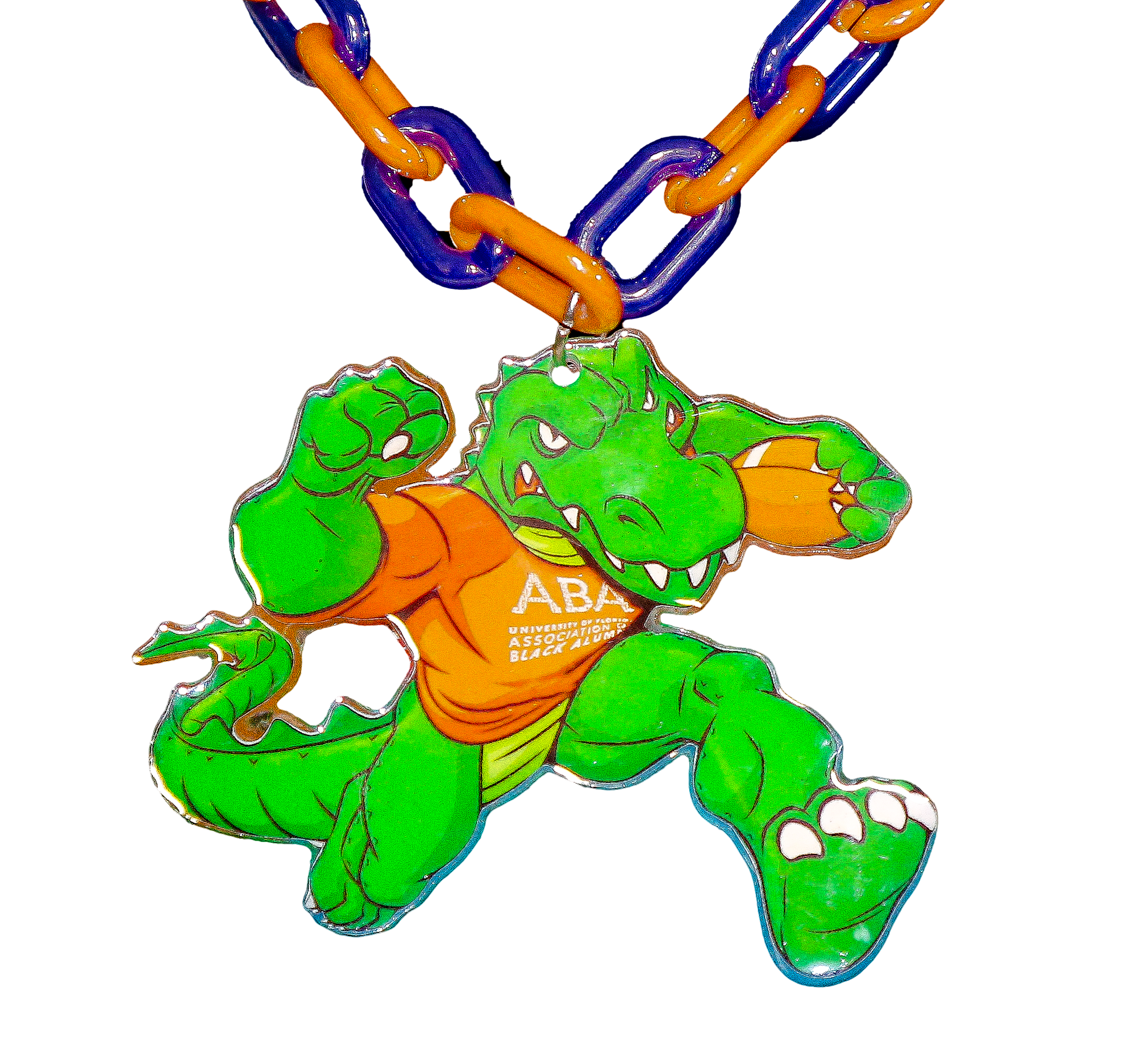 Fist Pump with Orange and Blue chain